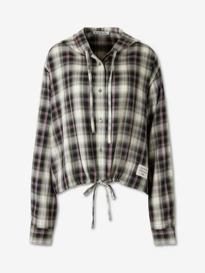 Acne Studios Sip Checked Cropped Overshirt In Multi