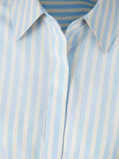 Simkhai Striped Cropped Shirt In Blue