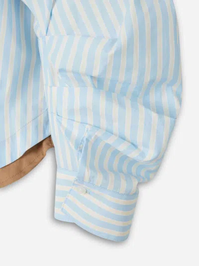 Simkhai Striped Cropped Shirt In Blue