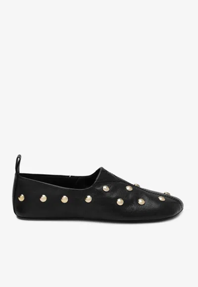 Chloé Chloe Rita Stud-embellished Leather Ballet Flats In Black