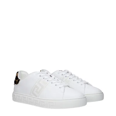 Versace Leopard-print Heel Sneaker In White