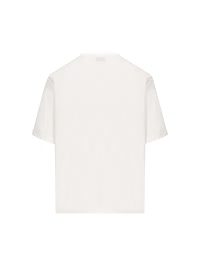 Saint Laurent Women Basic White T-shirt With Miiddle Logo Print In Cotton Woman In White