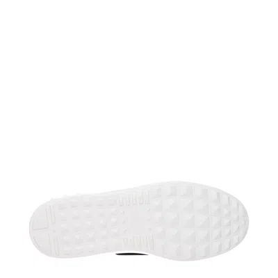 Valentino Blue Calf Leather Bos Taurus Low Top Sneakers In White