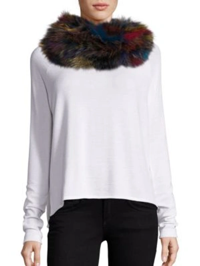 Adrienne Landau Knitted Multicolor Fox Fur Scarf In Na