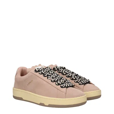 Lanvin Lite Curb Suede Sneakers In Pink