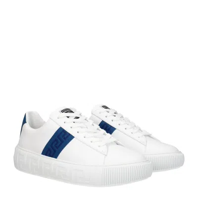 Versace White Leather Sneakers In White