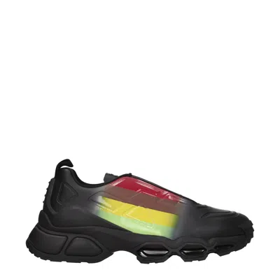 Prada Collision Cross Rubber Sneakers In Black,multicolor