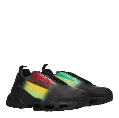 Prada Collision Cross Rubber Sneakers In Black,multicolor