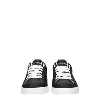 Dolce & Gabbana Portofino Sneakers In Black Leather With Silver Inserts Dolce E Gabbana