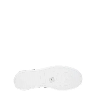 Dolce & Gabbana Portofino Sneakers In Black Leather With Silver Inserts Dolce E Gabbana