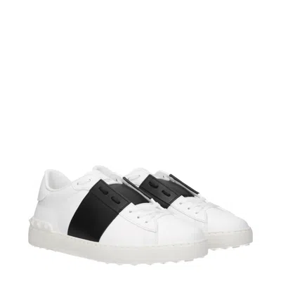 Valentino Garavani Open Leather Sneakers With Contrast Band And Stud Details Shoes In White