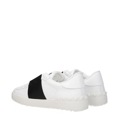Valentino Garavani Open Leather Sneakers With Contrast Band And Stud Details Shoes In White
