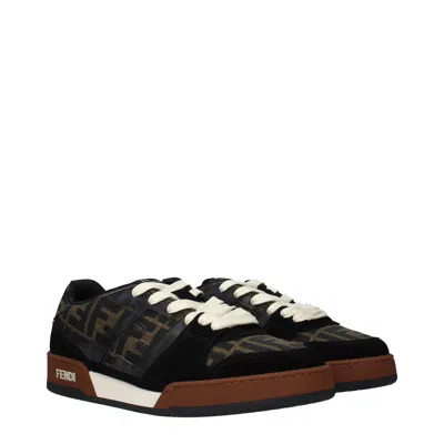 Fendi Match Ff Jacquard Low-top Sneakers In Brown