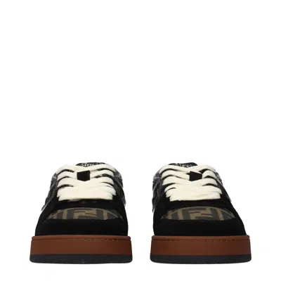 Fendi Match Ff Jacquard Low-top Sneakers In Brown