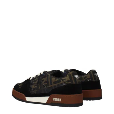 Fendi Match Ff Jacquard Low-top Sneakers In Brown