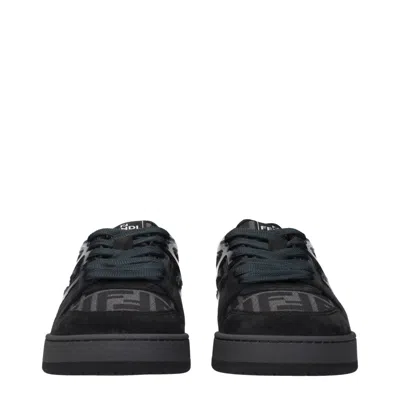 Fendi Match Sneakers In Ff Jacquard Fabric And Suede In Gray