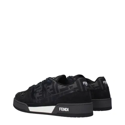 Fendi Match Sneakers In Ff Jacquard Fabric And Suede In Gray