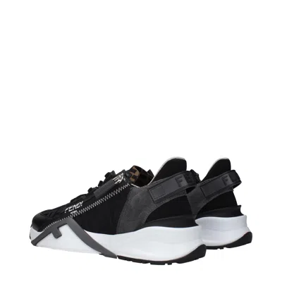 Fendi Structured Stitched Collar Sole Sneakers In Black