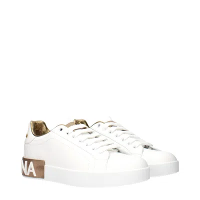 Dolce & Gabbana Calfskin Portofino Sneakers For Women In White