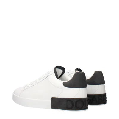 Dolce & Gabbana Portifano Panelled Leather Sneakers In White