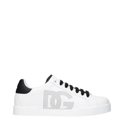Dolce & Gabbana Portofino Light Sneakers In Black And White Leather
