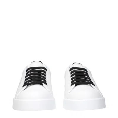 Dolce & Gabbana Portofino Light Sneakers In Black And White Leather