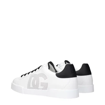 Dolce & Gabbana Portofino Light Sneakers In Black And White Leather