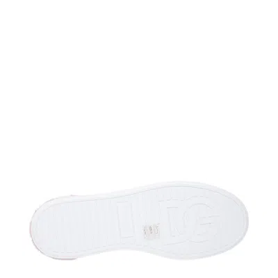 Dolce & Gabbana Portofino Leather Sneakers In White And Pink In Multi