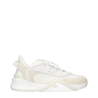 Fendi Luxurious Calf Leather Sneakers In Neutral