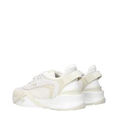 Fendi Luxurious Calf Leather Sneakers In Neutral