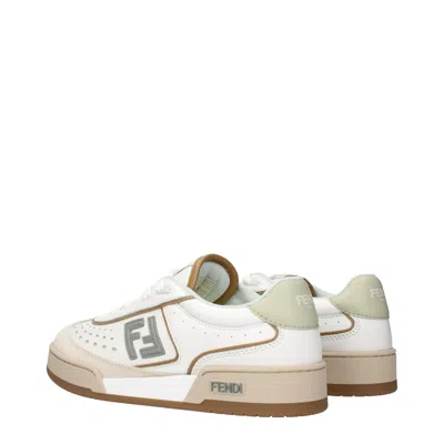 Fendi Uwhi Sage Linen Leather Sneakers In Neutral