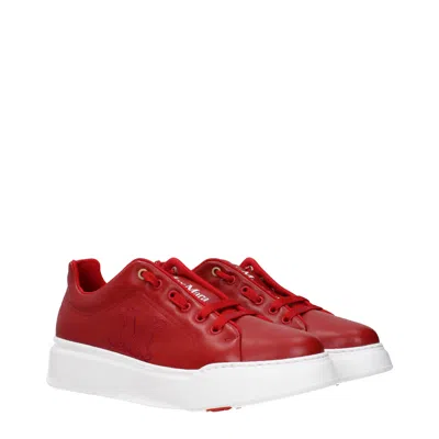 Max Mara Women's Sneakers Red Leather In Red