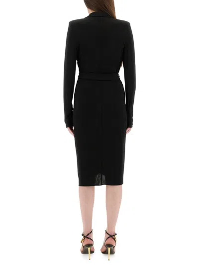 Tom Ford Deep V-neckline Wrap Midi Dress In Black