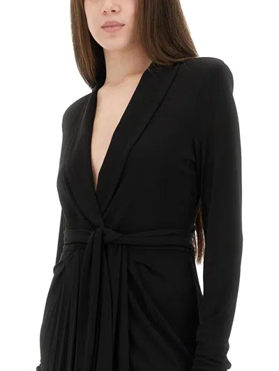 Tom Ford Deep V-neckline Wrap Midi Dress In Black