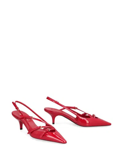 Miu Miu Patent Leather Slingbacks With Buckles Shoes In Red