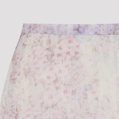 Alberta Ferretti Organza Midi Skirt Floral Pattern In Purple