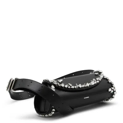 Jil Sander Small Cannolo Crystal Shoulder Bag In Black