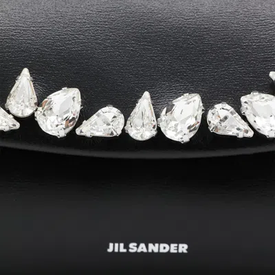 Jil Sander Small Cannolo Crystal Shoulder Bag In Black
