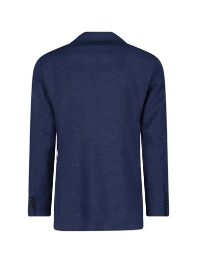 Caruso Double-breasted Blazer In Blue