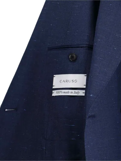 Caruso Double-breasted Blazer In Blue