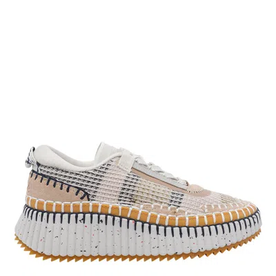 Chloé Multicolor Fabric Nama Sneakers In Neutral