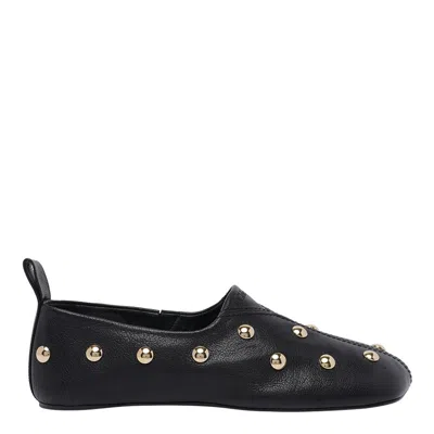Chloé Chloe Rita Stud-embellished Leather Ballet Flats In Black