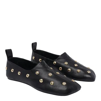 Chloé Chloe Rita Stud-embellished Leather Ballet Flats In Black
