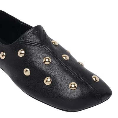 Chloé Chloe Rita Stud-embellished Leather Ballet Flats In Black
