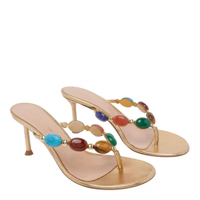 Gianvito Rossi Shanti Thong 70mm Leather Sandals In Multi