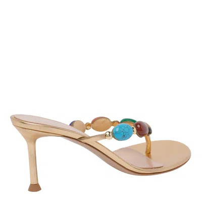 Gianvito Rossi Shanti Thong 70mm Leather Sandals In Multi