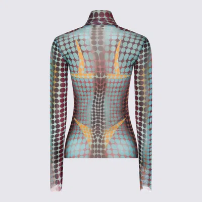 Jean Paul Gaultier Sheer Turtleneck Top Long Sleeves Design In Multi