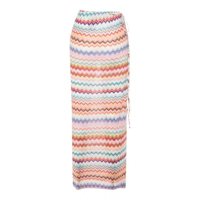 Missoni Midi Knee Length Skirt Drawstring Elastic Waistband In Multi