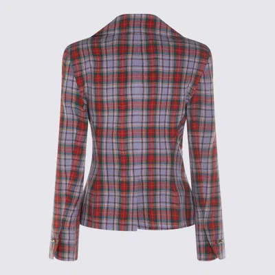 Vivienne Westwood Mens Multi Drunken Check Linen Jacket In Red