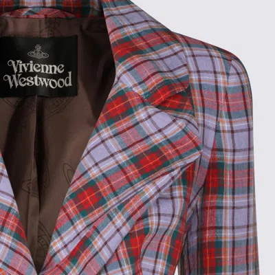 Vivienne Westwood Mens Multi Drunken Check Linen Jacket In Red